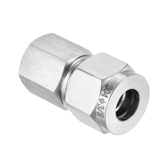 Uxcell Compression Tube Fitting 1/4NPT Female Thread x 3/8" Tube OD 304 Stainless Steel