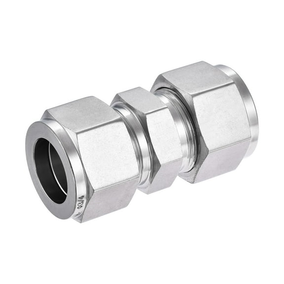 Uxcell Compression Tube Fitting 3/4" Tube OD x 3/4" Tube OD 316 Stainless Steel