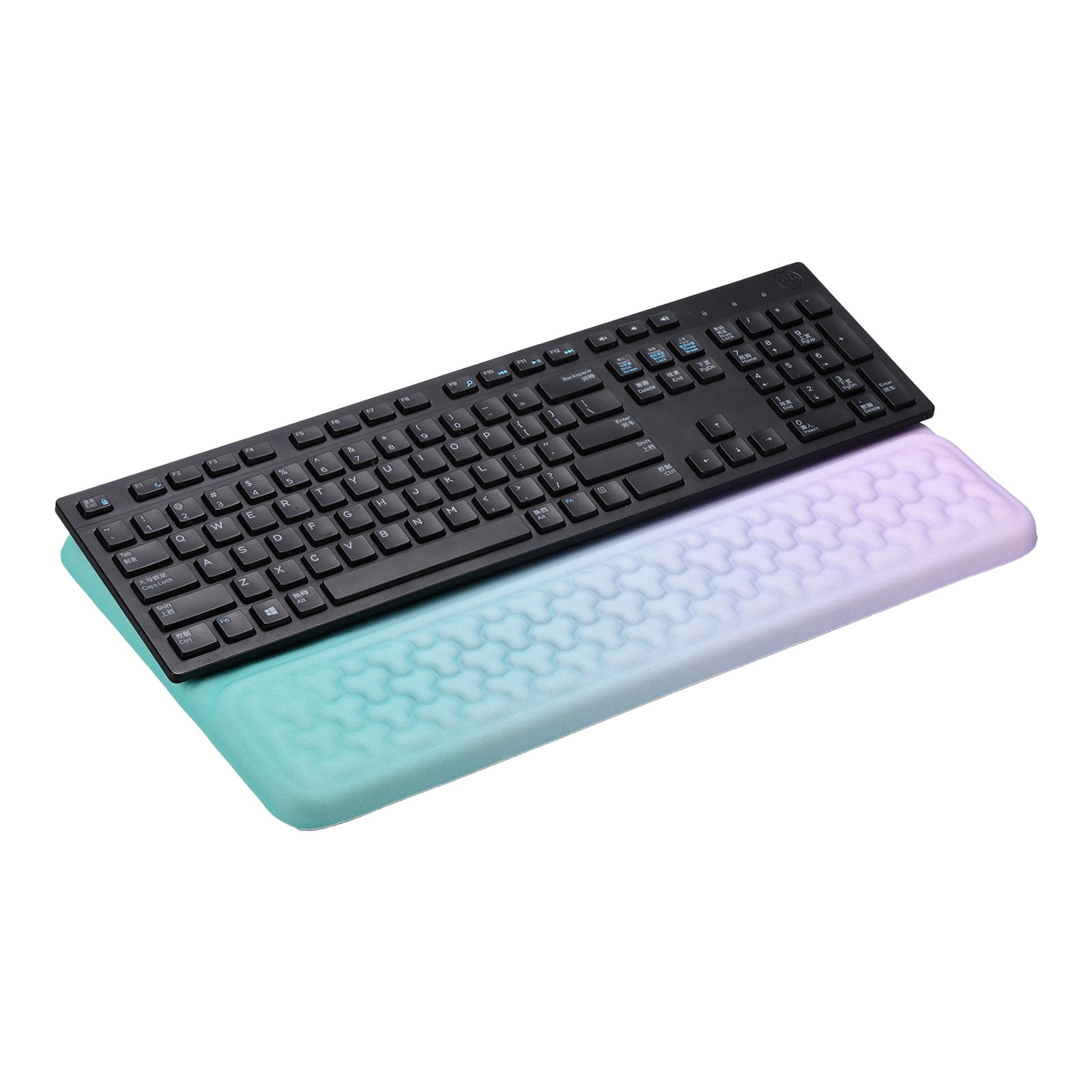 Uxcell Computer Keyboard Stand with Wrist Rest, Computer Wrist Support Pad, Keyboard Stand Riser Holder Pad for Office Desk Gaming Home, Purple and Green
