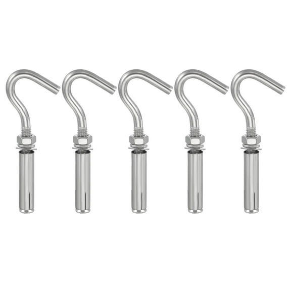 Uxcell Concrete Wall Hook Expansion Hook Open Cup Screw M8x108mm Stainless Steel Silver 5 Pcs