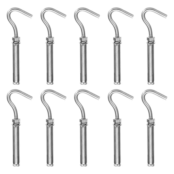 Uxcell Concrete Wall Hook Expansion Hook Open Cup Screw Stainless Steel for Indoor Outdoor Ceiling Concrete Walls 10 M8*12mm
