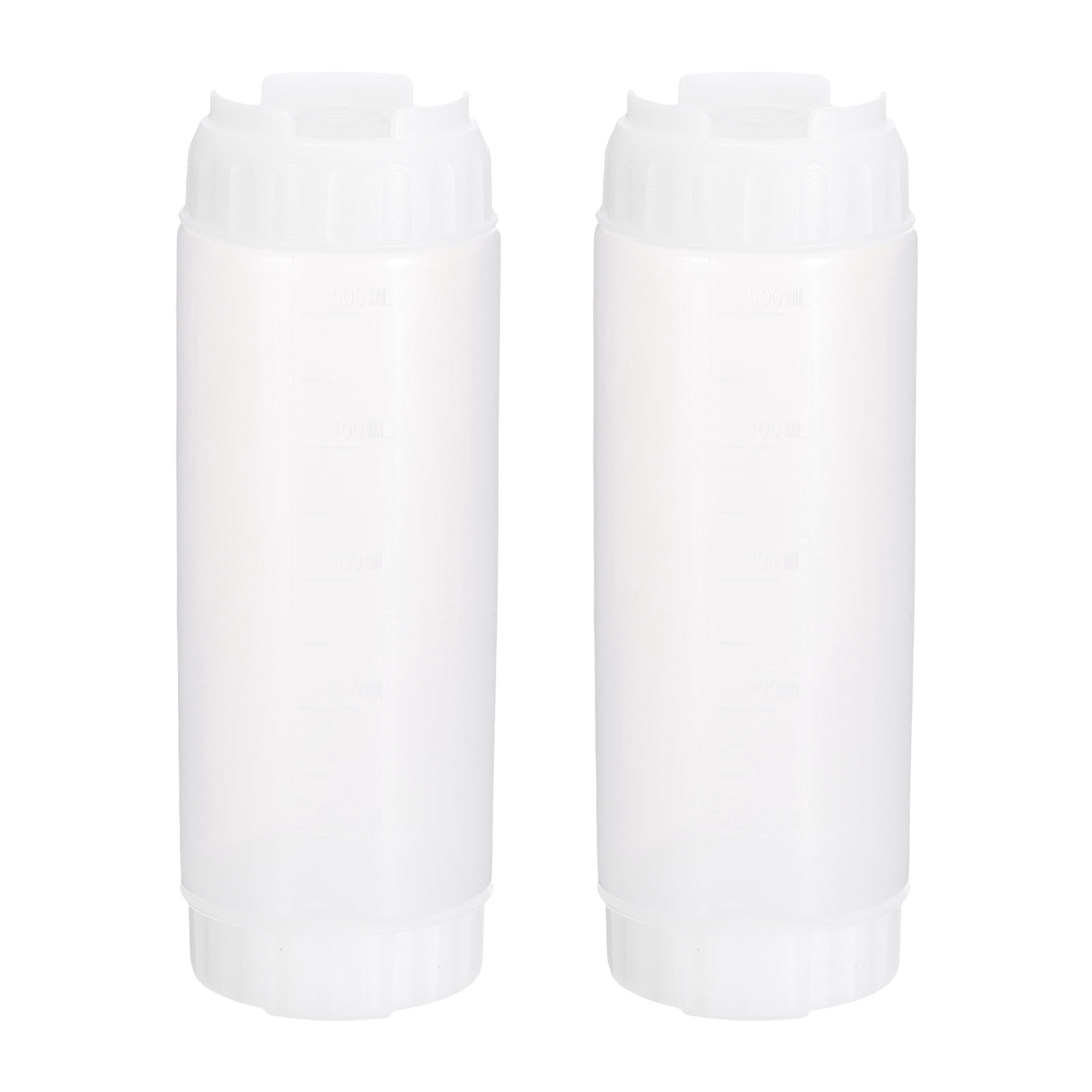 Uxcell Condiment Squeeze Bottles, 2pcs 20 oz Refillable Plastic Squirt Bottle Dispensers Leak Proof for BBQ Cooking Oil Barbecue Seasoning Honey Syrup, White