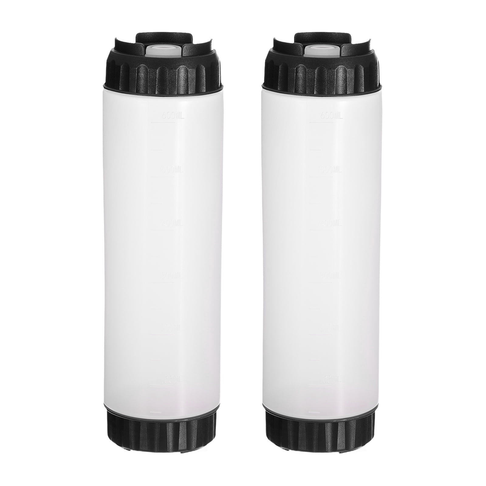 Uxcell Condiment Squeeze Bottles, 2pcs 24 oz Refillable Plastic Squirt Bottle Dispensers Leak Proof for BBQ Cooking Oil Barbecue Seasoning Honey Syrup, Black