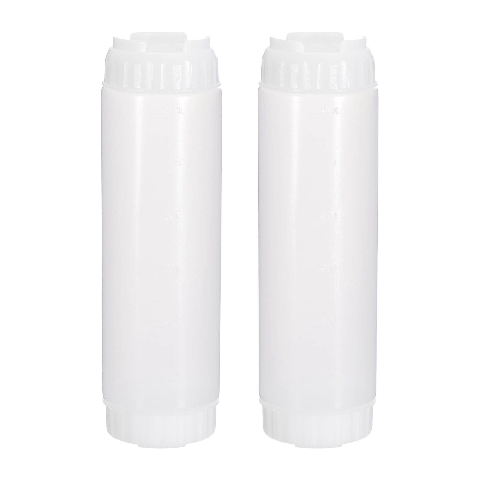 Uxcell Condiment Squeeze Bottles, 2pcs 24 oz Refillable Plastic Squirt Bottle Dispensers Leak Proof for BBQ Cooking Oil Barbecue Seasoning Honey Syrup, White