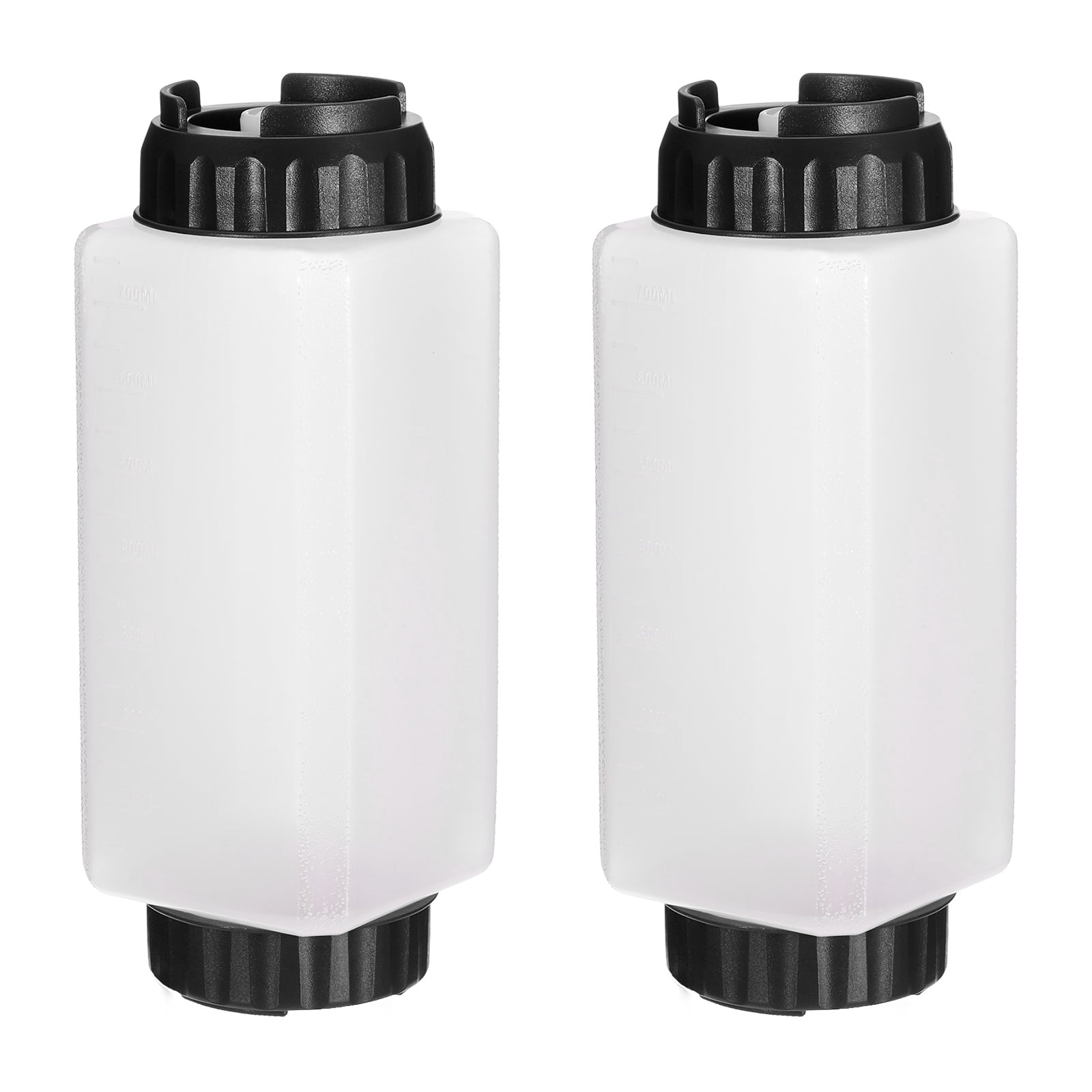 Uxcell Condiment Squeeze Bottles for Sauces, 2pcs 24 oz Refillable Square Double Head Bottle, Dispensers Leak Proof for Cooking Oil Seasoning Honey Syrup, Black
