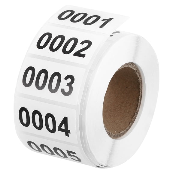 Uxcell Consecutive Number Stickers, 0001-1000 Inventory Label Numbers Self Adhesive Waterproof Labels Tags for Storage Organizing Moving Box Labeling Business Supplies, White