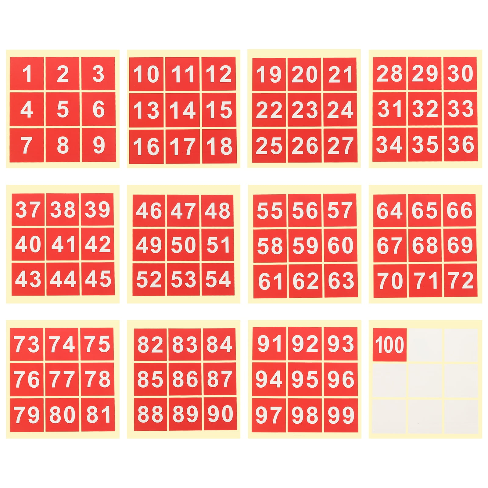 Uxcell Consecutive Number Stickers Square Self-Adhesive Vinyl Decals ...