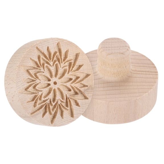 Uxcell Cookie Stamp, Wooden Cookie Press Biscuit Cutter Baking Tools Funny Embossing Fit for Home Baking Crafts Making Gifts (Lotus)
