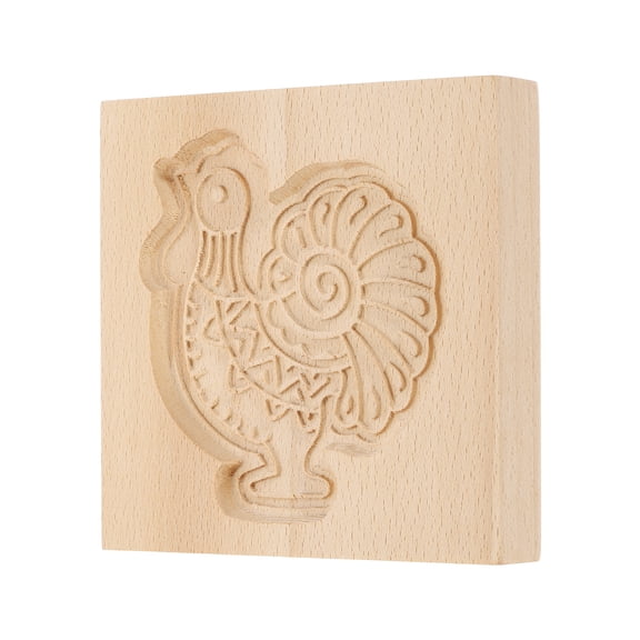 Uxcell Cookie Stamp, Wooden Cookie Press Biscuit Cutter Baking Tools Funny Embossing Fit for Home Baking Crafts Making Gifts (Rooster)