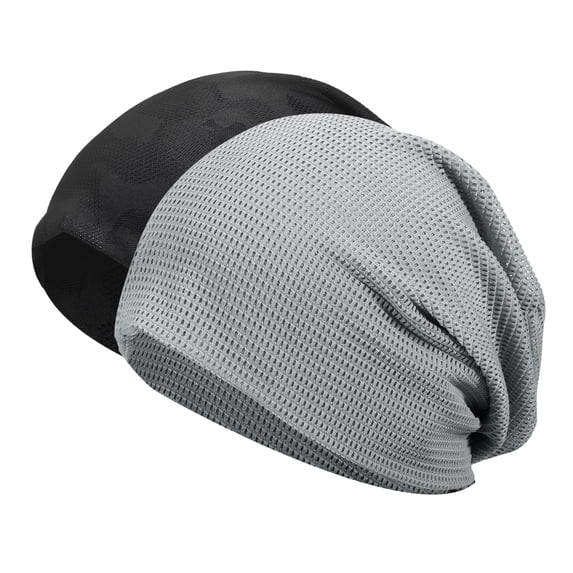 Uxcell Cooling Skull Cap, Helmet Liner Sweat Wicking Cap Stretchy Breathable Cycling Running Hat Sports Caps for Men Women Dark Gray/Camo Black