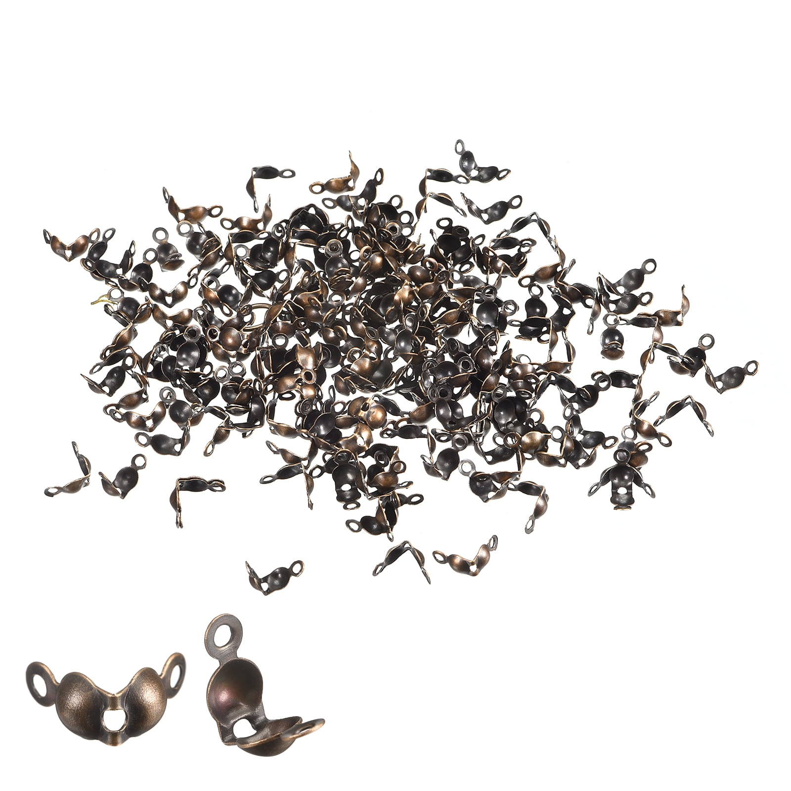 Uxcell Copper 200Pack Metal Open Bead Tips Knot Covers Jewelry Making