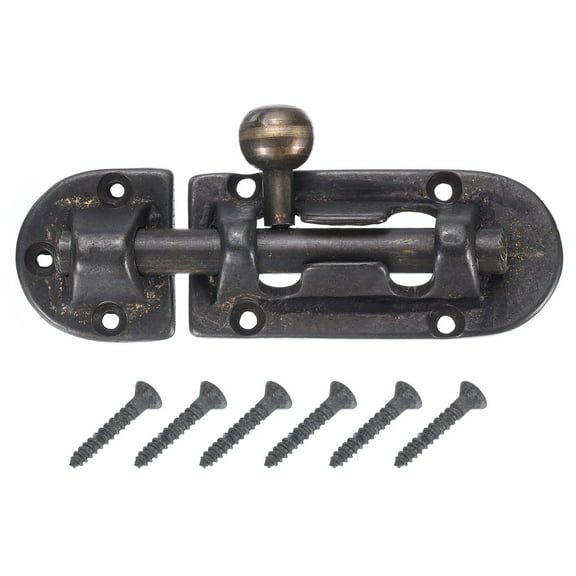 Uxcell Copper Barrel Bolt Latch, Solid Barrel Bolt Buckle Lock with Screws Large Barn Door Latch Locks, Black