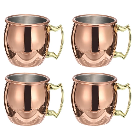 Uxcell Copper Mugs 60ml/2 OZ Mini Cocktail Mugs, 4Pack Pure Copper Plated Stainless Steel Shot Glass, Rose Gold