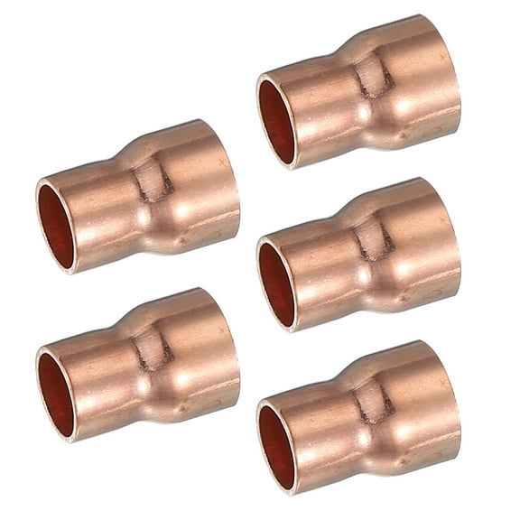 Uxcell Copper Reducer, Reducing Copper Coupling Pressure Fitting Pipes Tube Connector Adapter with Sweat Solder Connection 1/2"x3/8"