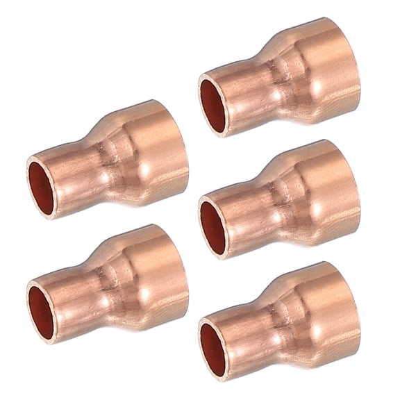 Uxcell Copper Reducer, Reducing Copper Coupling Pressure Fitting Pipes Tube Connector Adapter with Sweat Solder Connection 1/2"x5/16"