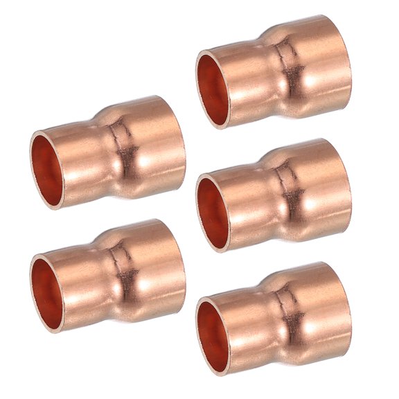 Uxcell Copper Reducer, Reducing Copper Coupling Pressure Fitting Pipes Tube Connector Adapter with Sweat Solder Connection 5/8"x1/2"