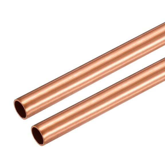 Uxcell Copper Round Tube, 11mm OD x 1mm Wall Thickness x 100mm(4") Length Pure Copper Tube Seamless Metal Straight Pipe Tubing for DIY Crafts Industry Construction(Pack of 2)