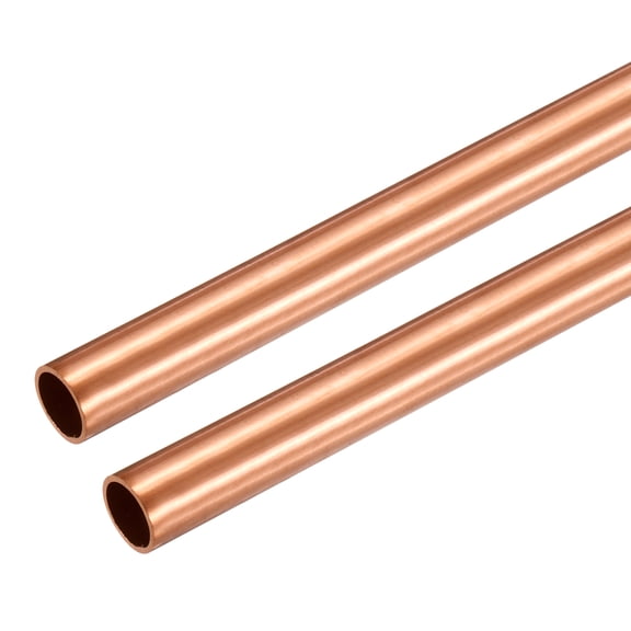 Uxcell Copper Round Tube, 12mm OD x 0.5mm Wall Thickness x 410mm(16") Length Pure Copper Tube Seamless Metal Straight Pipe Tubing for DIY Crafts Industry Construction(Pack of 2)