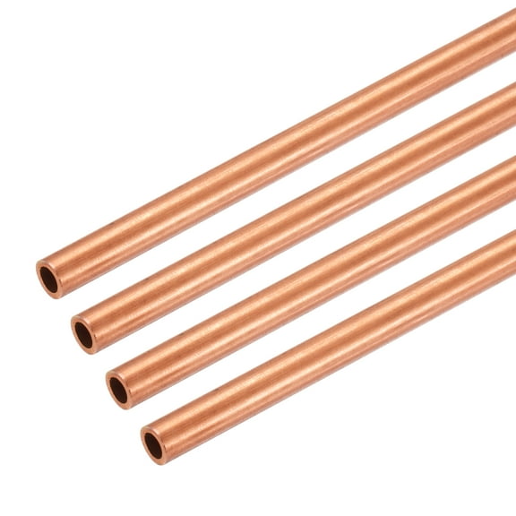Uxcell Copper Round Tube, 4mm OD x 1mm Wall Thickness x 100mm(4") Length Pure Copper Tube Seamless Metal Straight Pipe Tubing for DIY Crafts Industry Construction(Pack of 4)