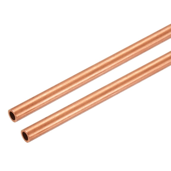 Uxcell Copper Round Tube, 6mm OD x 1mm Wall Thickness x 410mm(16") Length Pure Copper Tube Seamless Metal Straight Pipe Tubing for DIY Crafts Industry Construction(Pack of 2)