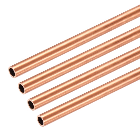 Uxcell Copper Round Tube, 7mm OD x 1mm Wall Thickness x 100mm(4") Length Pure Copper Tube Seamless Metal Straight Pipe Tubing for DIY Crafts Industry Construction(Pack of 4)