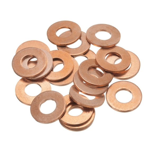 Uxcell Copper Sealing Ring Gasket 8mm Inner Dia Flat Fitting Washer for Water Fuel Hydraulic Fittings Pack of 20