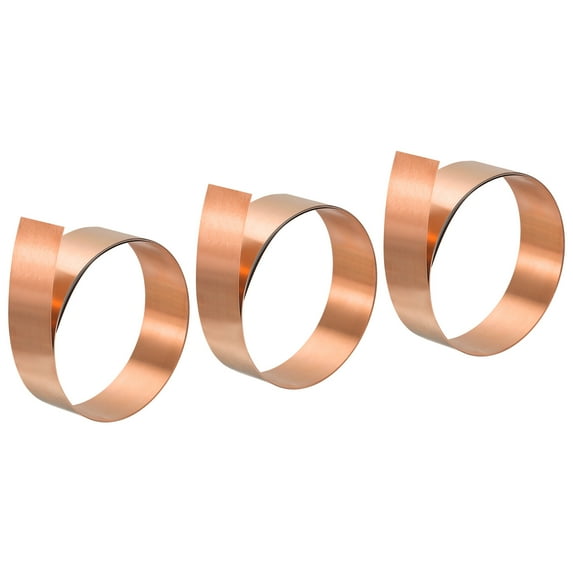 Uxcell Copper Thin Foil Roll Sheet, 0.1x20x1000mm Pure Copper Foil Sheet Roll Copper Strip, Red Copper 3 Pack