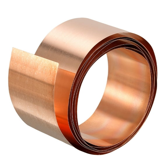 Uxcell Copper Thin Foil Roll Sheet, 0.2x25x1000mm Pure Copper Foil Sheet Roll Copper Strip, Red Copper