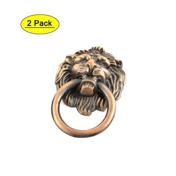 Uxcell Copper Tone Lion Head Shape Door Knob- 0.12" Hole Diameter-2 Pack