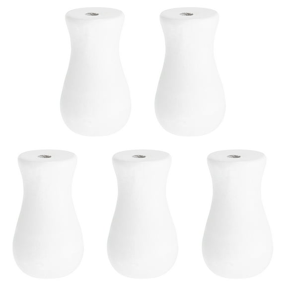 Uxcell Cord Knobs, White Wooden Cord Tassel Drops Pull End for Window, 1.3x0.7" 5Pack
