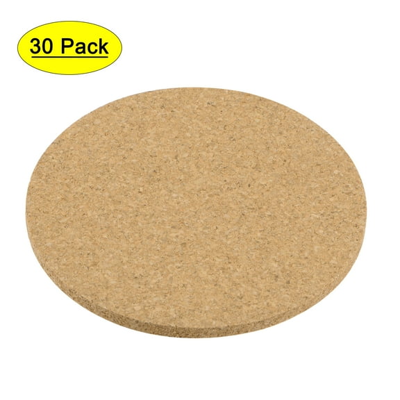 Uxcell Cork Coasters Wooden Trivet Drinks Absorbent Mats 30 Pack Yellow 3.5 x 0.16 inch