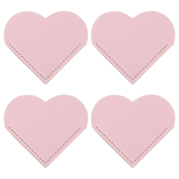 Uxcell Corner Bookmarks Cute Book Marks Paper Page Markers Clip PU Leather Gift for Book Lover, Pink 4 pack