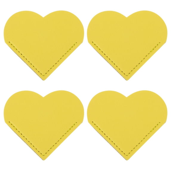 Uxcell Corner Bookmarks Cute Book Marks Paper Page Markers Clip PU Leather Gift for Book Lover, Yellow 4 Pack