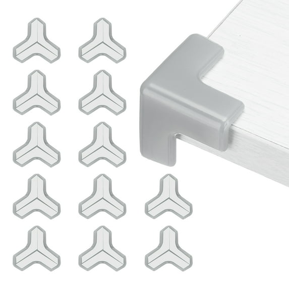 Uxcell Corner Protectors 12Pcs Table Corner Protectors Furniture Corner Guard and Edges Bumpers(T-shaped, Grey)