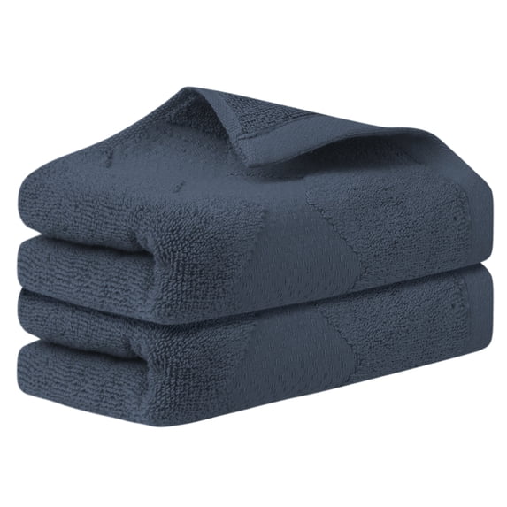 REGALWOVEN Cotton 2 Piece Hand Towels, Thick and Comfort, Highly Absorbent Towels for Bathroom, Travel Dark Blue 14" x 30"