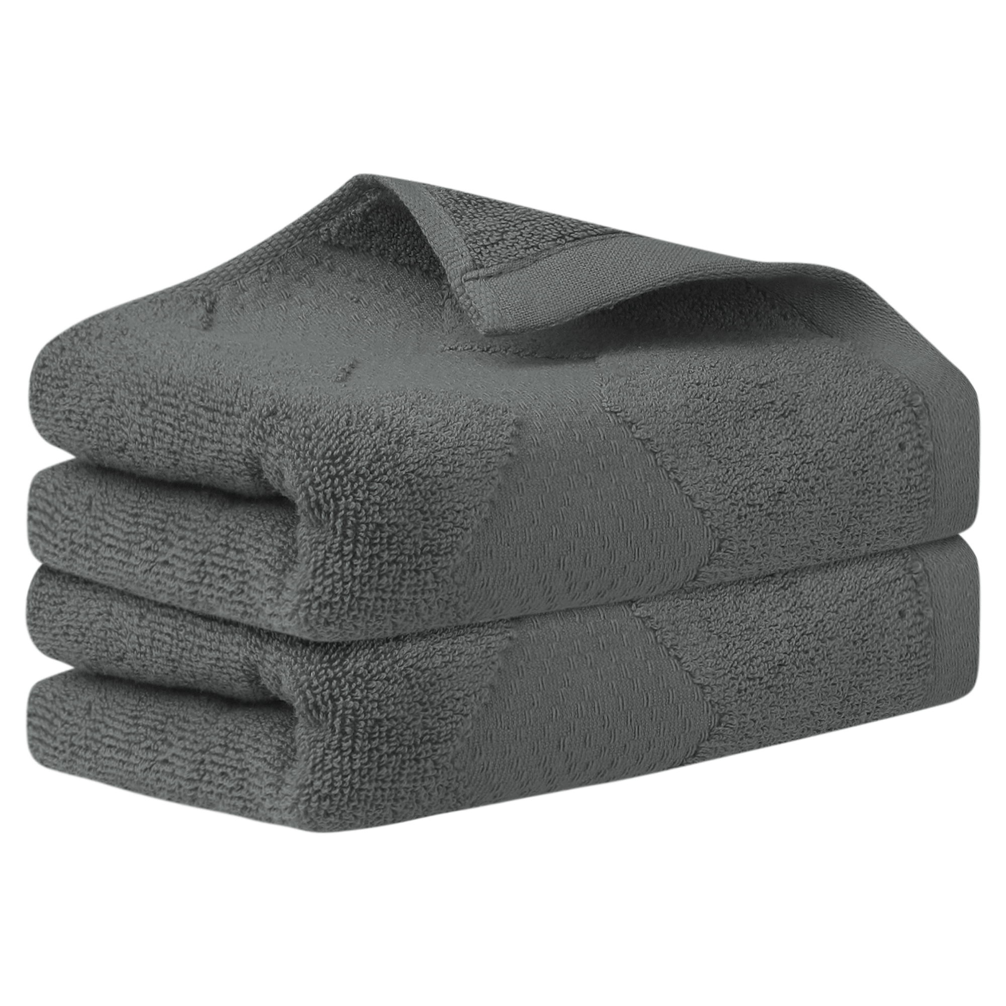 REGALWOVEN Cotton 2 Piece Hand Towels, Thick and Comfort, Highly Absorbent Towels for Bathroom, Travel Grey 14" x 30"