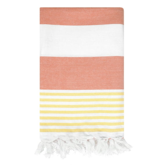 REGALWOVEN Cotton Beach Towels, Sand Free Quick Dry and Absorbent Swim Towel for Travel, Pool, Yoga, Sports Orange 40' x 72'