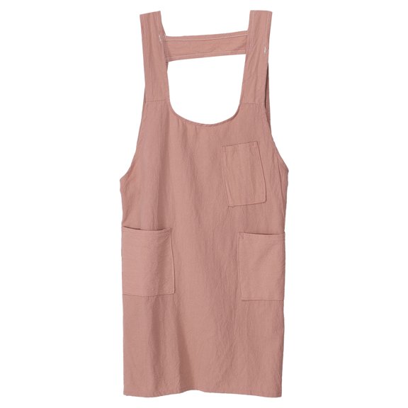 Uxcell Cotton Chef Aprons 80x60cm Cross Back Kitchen Cooking Apron with 3 Pockets for Men Women Chef, Pink