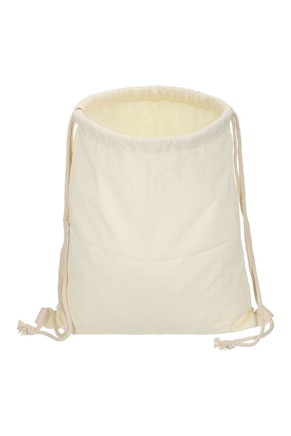 Cotton Drawstring Bags Cotton Canvas Drawstring Backpack Foldable Sports Gym Bags Beige