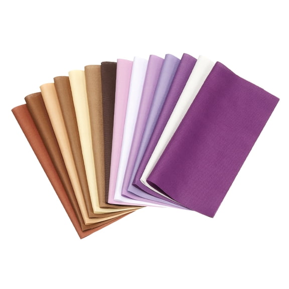 Uxcell Cotton Fabric Bundles 14 Pcs 10 x 10 inch Fat Quarter Solid Precut Fabric Squares for Sewing Purple-White