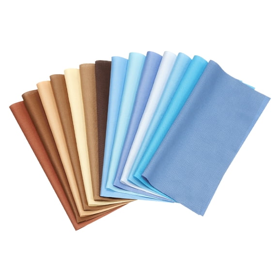 Uxcell Cotton Fabric Bundles 14 Pcs 10 x 10 inch Fat Quarter Solid Precut Fabric Squares for Sewing Blue