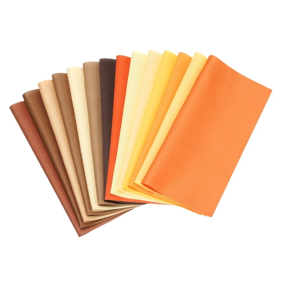 Uxcell Cotton Fabric Bundles 14 Pcs 10 x 10 inch Fat Quarter Solid Precut Fabric Squares for Sewing Orange