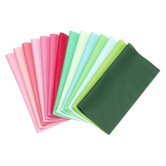 Uxcell Cotton Fabric Bundles, 14Pcs 4 x 4 Inch Fat Quarter Solid Color Precut Fabric Squares for Sewing Patchwork Quilting DIY Crafts, Pink/Green