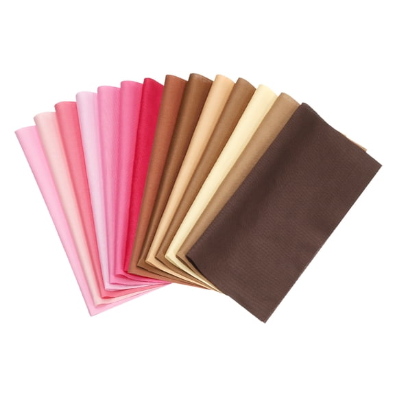 Uxcell Cotton Fabric Bundles, 14Pcs 8 x 8 Inch Fat Quarter Solid Color Precut Fabric Squares for Sewing Patchwork Quilting DIY Crafts, Pink/Brown