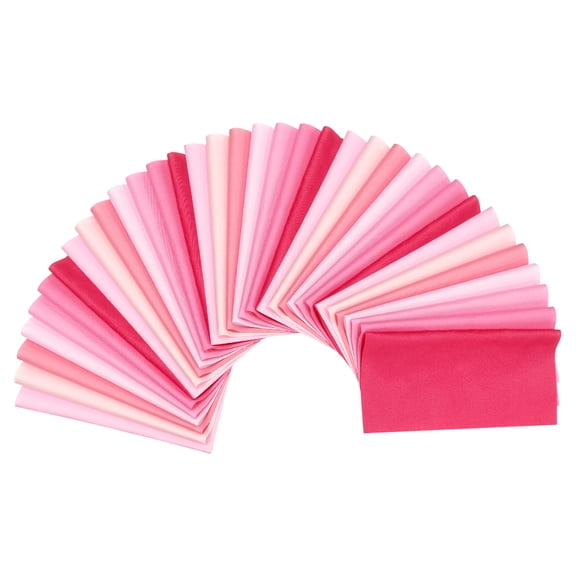 Uxcell Cotton Fabric Bundles,  35 Pcs 8 x 8 Inch Fat Quarter Solid Color Precut Fabric Squares for Sewing Patchwork Quilting DIY, Pink