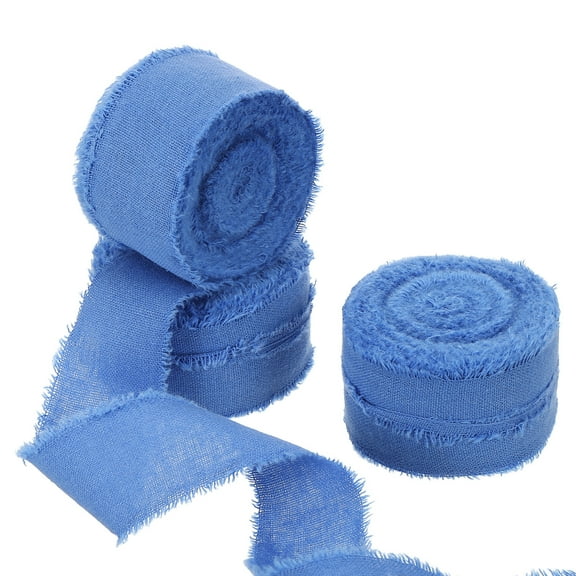 Uxcell Cotton Handmade Fringe Ribbon 1 Inch x 21 Yard Frayed Fringe Ribbons Haze Blue 3 Roll
