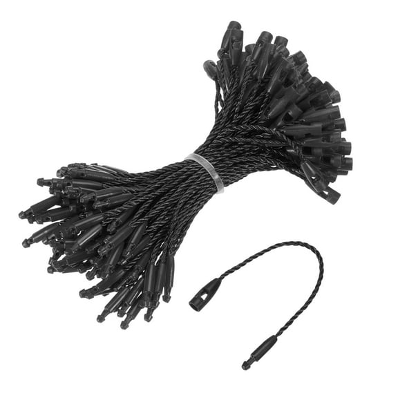 Uxcell Cotton Hang Tag String Snap Lock Price Tag Fastener Ties 100 Pcs Black 3.2 in