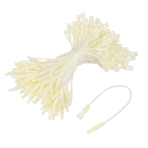 Uxcell Cotton Hang Tag String Snap Lock Price Tag Fastener Ties 100 Pcs Beige 3.2 in