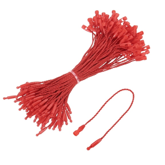 Uxcell Cotton Hang Tag String Snap Lock Price Tag Fastener Ties 100 Pcs Red 4.7 in