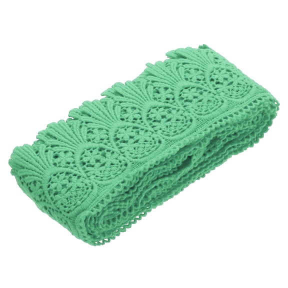 Uxcell Cotton Lace Trim Vintage Crochet 3 inch x 4.8 yard Green Stretch Lace Edge Ribbon